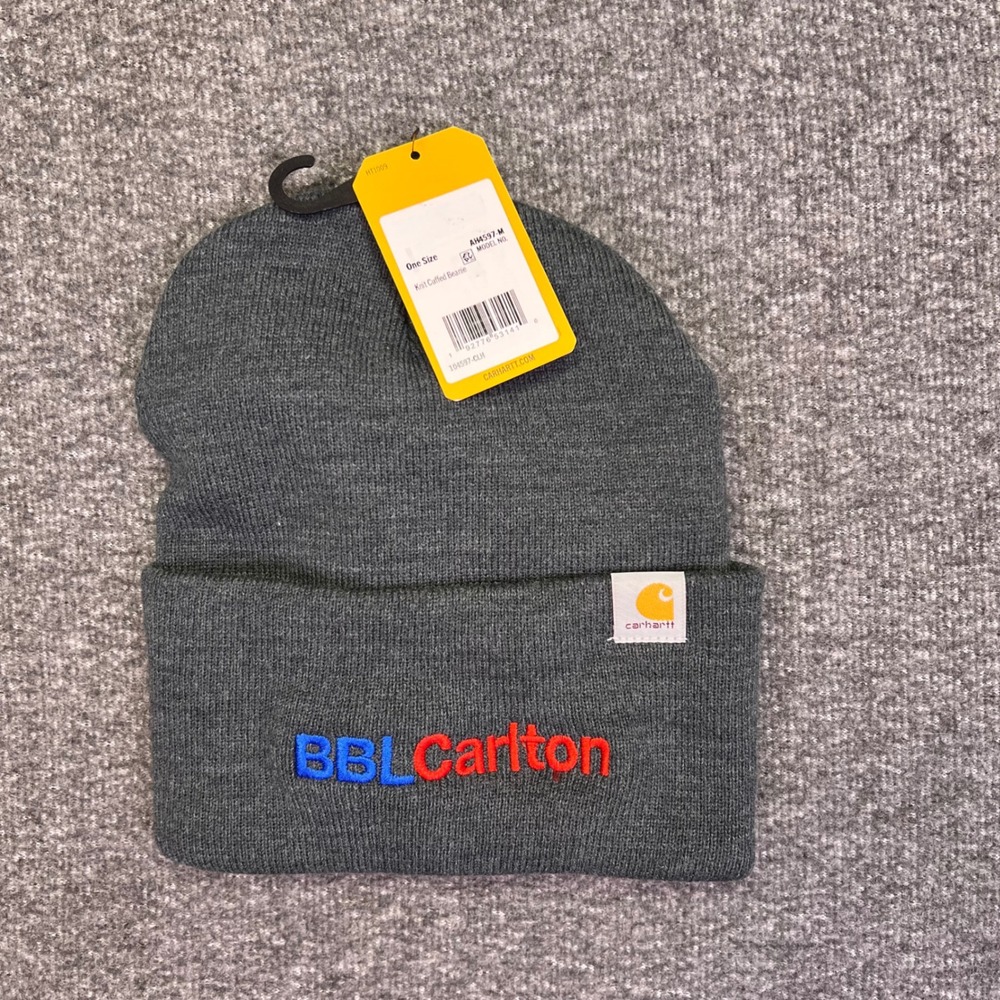 Carhartt Knit Cuffed Beanie Mens OS Gray Workwear Custom BBL Carlton AH4597 NEW